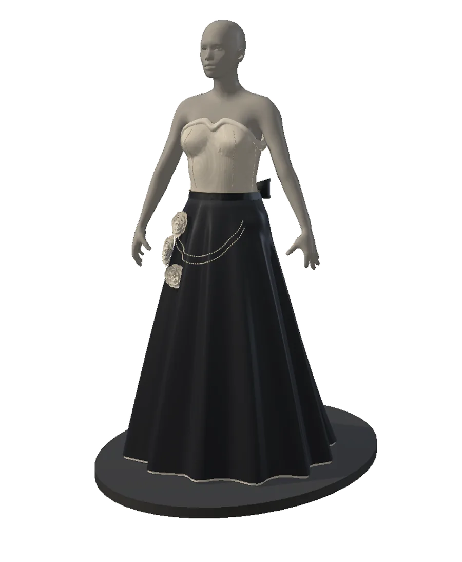 Camellia, Atelier Ivoire: the corset is drawn with the Clothing brush on the standard mannequin.